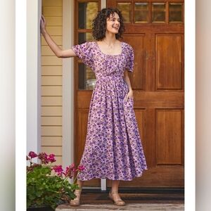 Floral Purple Midi Dress